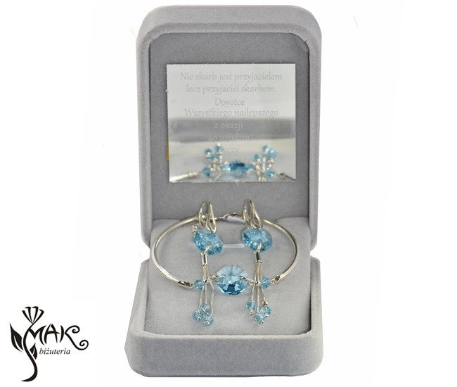 KPL775 biżuteria Swarovski KOMPLET kryształy + pudełko z grawerem