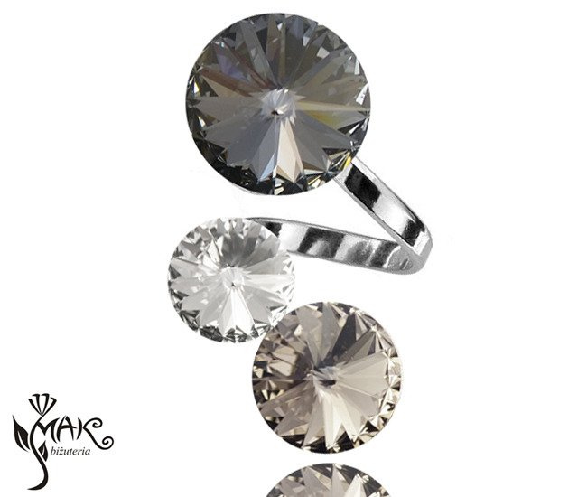 P444 pierścionek SWAROVSKI ELEMENTS night silver