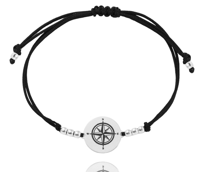 bransoletka z grawerunkiem srebro 925 róża wiatrów 1783