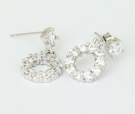 Kol599/852 KOLCZYKI z cyrkoniąna sztyft srebrne kółka ażurowe