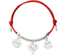 BR962 BRANSOLETKA Z GRAWEREM srebrna na sznurku serce, koniczynka, puzzel