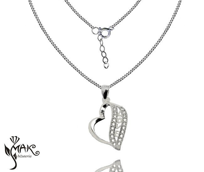 NK764 NASZYJNIK serce love SREBRO 925 celebrytka
