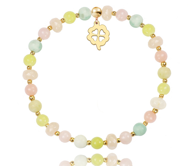 1373/1 bransoletka grawerowana srebrna 925 złocona kamienie naturalne pastelowy