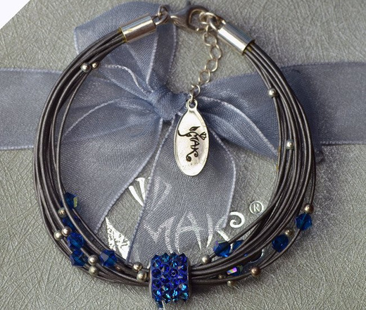 BR808 BRANSOLETKA SKÓRZANA Swarovski, bransoletka z grawerem