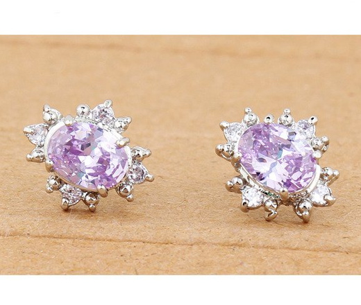 Kol 599/375 KOLCZYKI cyrkonie jasny fiolet sztyft