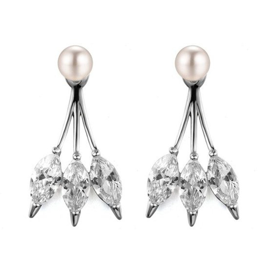 KOL 599/870 KOLCZYKI srebrne wysadzane cyrkoniami z perłą