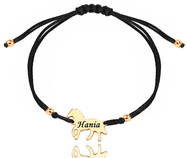 1355 BRANSOLETKA Z GRAWEREM złota na sznureczku