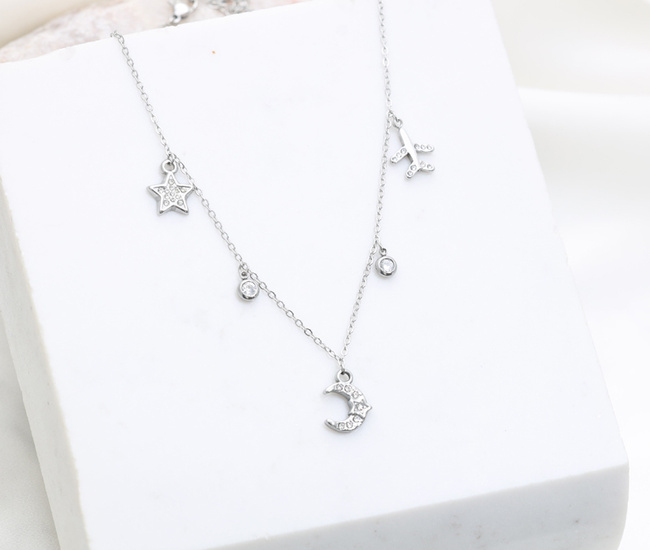 Naszyjnik z zawieszkami wysadzanymi cyrkoniami 1857/17