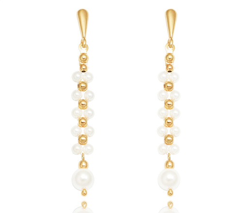 1393 bransoletka srebrna pozłacana z perełkami na ślub