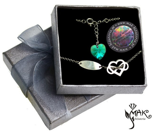 BR907 BRANSOLETKA Z GRAWEREM serce z infinity nieskończoność Swarovski Elements