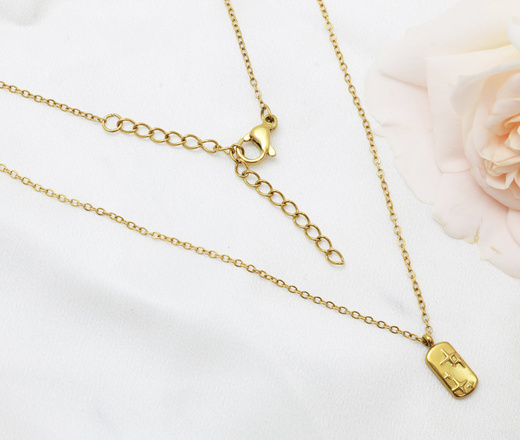 Nieśmiertelnik złoty stalowy łańcuszek z blaszka pod grawerunek 1852/2