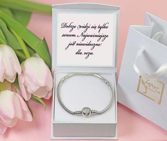 114/14 bransoletka srebrna 925 modułowa na klips 19 cm