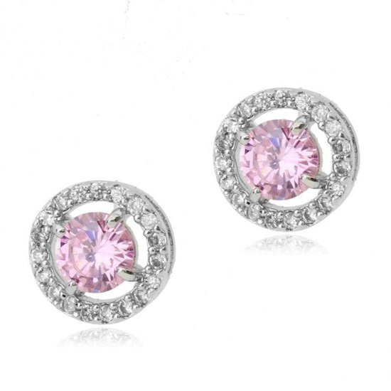 Kol  599/394 KOLCZYKI cyrkonie różowe  sztyft