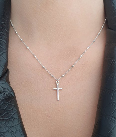 1164 łańcuszek z srebrny 925 z krzyżykiem różaniec