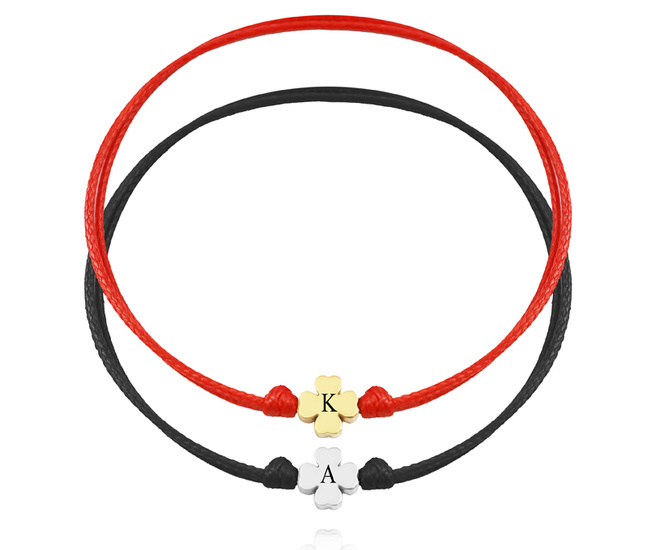 1491 bransoletki dla pary z grawerunkiem stalowe koniczynki