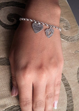 BR818 stópki serce BRANSOLETKA z GRAWERUNKIEM laser