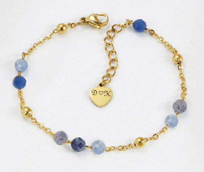 Bransoletka z grawerem i kamieniami naturalnymi niebieska 1794/19
