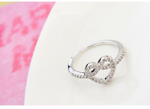 P599/445 PIERŚCIONEK serce infinity cyrkonie roz. 17