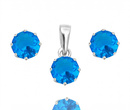 480/89  komplet srebrny koła z niebieskimi cyrkoniami