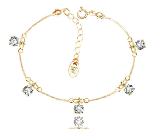 1360 bransoletka srebrny 925 pozłacana z cyrkoniami