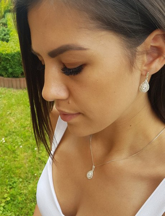 480/75 komplet srebrny łezki z cyrkoniami białymi