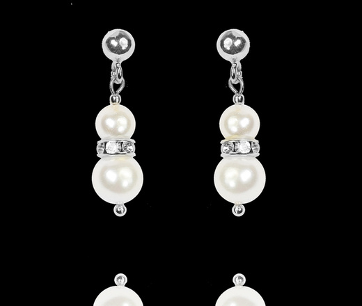 1361 komplet srebrny 925 z perełkami i kryształkami