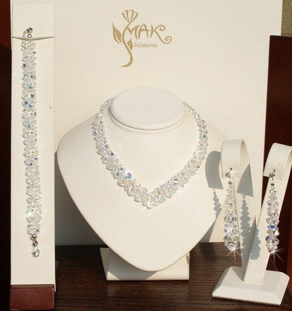 160 Crystal AB biżuteria ślubna komplet