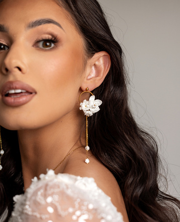 1668 biżuteria ślubna srebrna 925 z perłami, kryształkami i kuleczkami disco ball