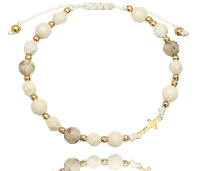 1737/12 bransoletka różaniec złota kremowa