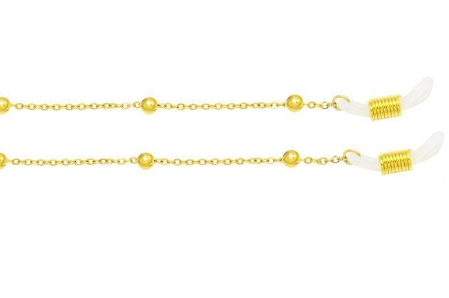 1289  pozłacany łańcuszek z kuleczkami  do okularów stal szlachetna