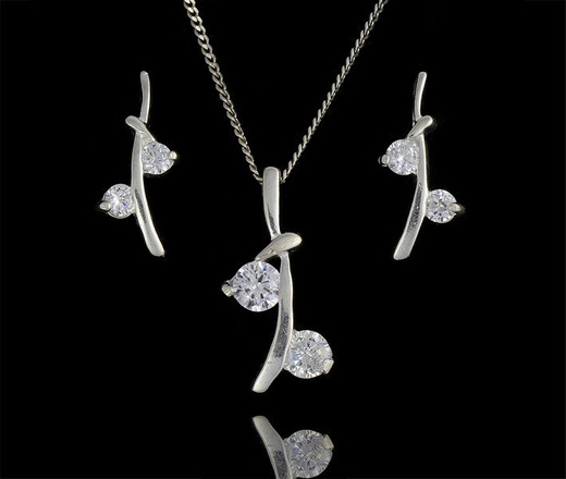 480/140 komplet srebrny 925 z błyszczącymi cyrkoniami