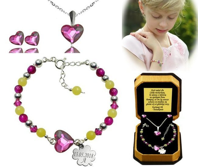 927/2 komplet Swarovski Elements srebro 925  urodziny komunia