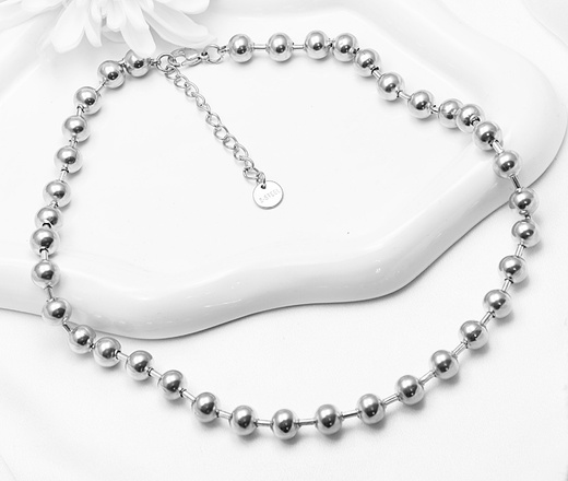 Masywny naszyjnik z kuleczkami,  stal szlachetna 1878/9/9 