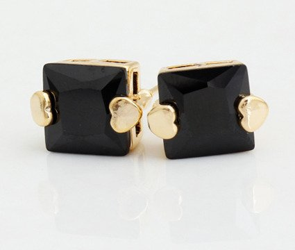 Kol 599/389 kolczyki cyrkonie czarne żółte złoto