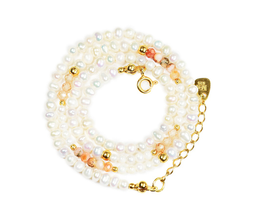 1373/7 naszyjnik srebrny 925 pozłacany z perełkami