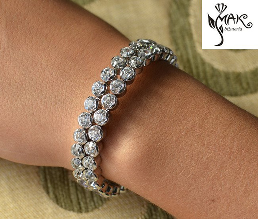 BR599/323 BIAŁE ZŁOTO CYRKONIE BRANSOLETKA