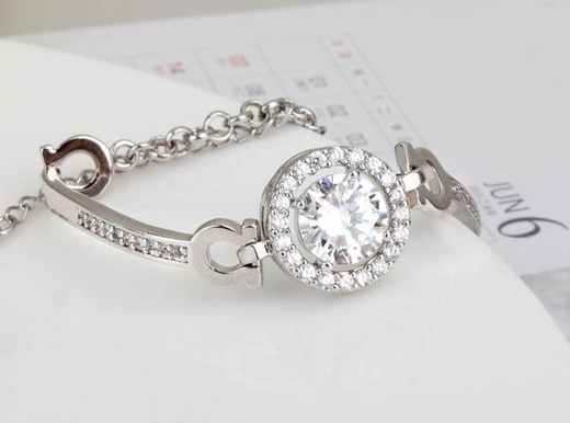 BR599/423 srebrna, CYRKONIE BRANSOLETKA