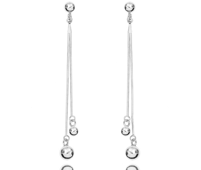 1450 kolczyki srebrne 925 długie z kuleczkami