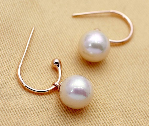 Kol 599/952 złote kolczyki perełki białe