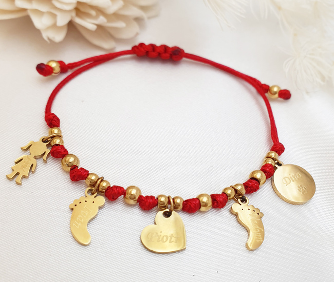 Bransoletka złocona z grawerowanymi charmsami 1784