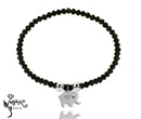 BR825 BRANSOLETKA Z GRAWEREM stal kryształki czarna słonik