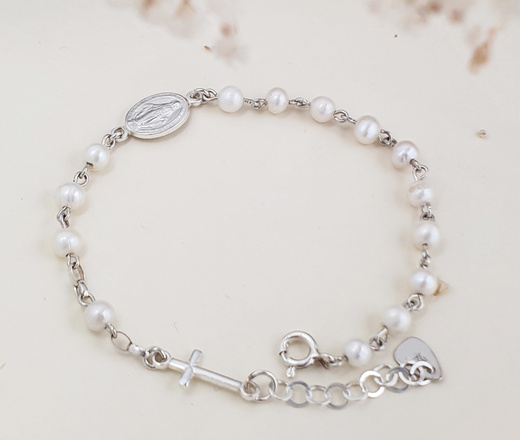 1468 bransoletka różaniec s.925 perełki naturalne