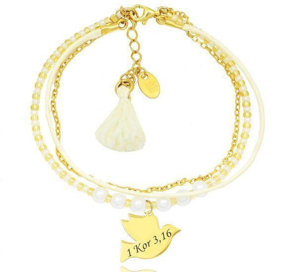 1261 bransoletka grawerowana gołąbek ptaszek serce srebro 925 pozłacane