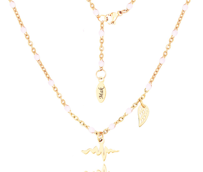 1326/25 naszyjnik pozłacany z linią życia i skrzydełkiem blady róż