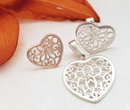 480/96 komplet srebrny ażurowe serduszka