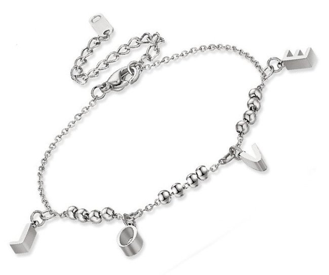 599/950 BRANSOLETKA stalowa stal z napisem LOVE