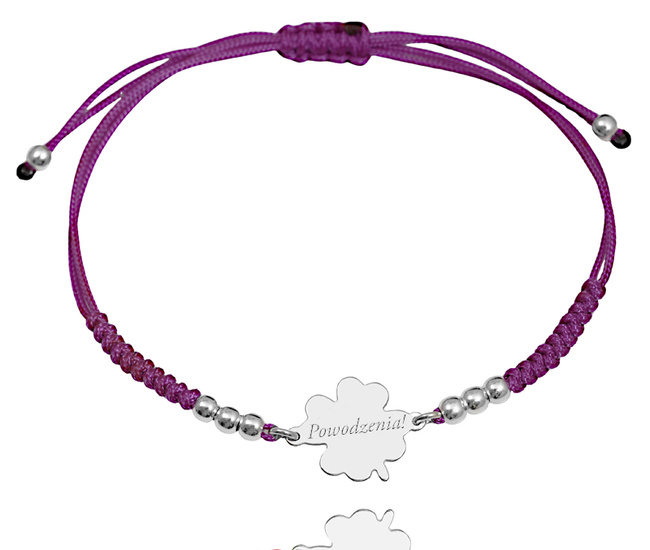 Bransoletka s. 925 z grawerem koniczynka