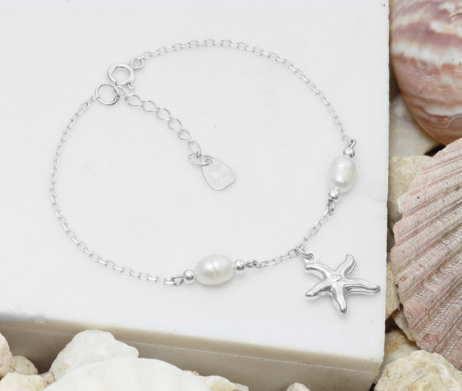 Bransoletka srebrna 925 rozgwiazda i perła 1845/1