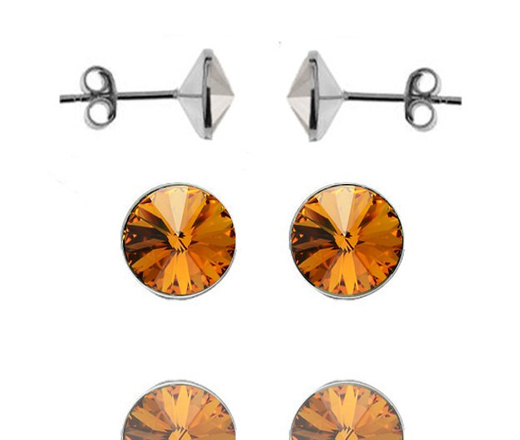 696 Kolczyki Swarovski Elements 6 mm srebro 925 pomarańczowy topaz