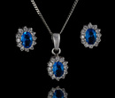 480/174  komplet srebrny z niebieską cyrkonią